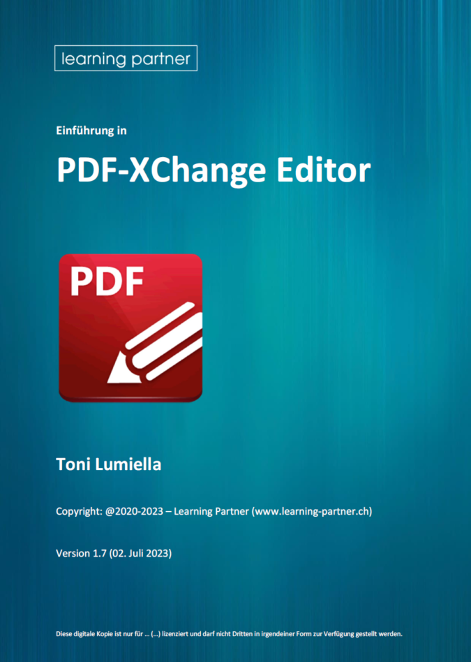 Frontseite Kursunterlage PDF-XChange Editor Version 1.7